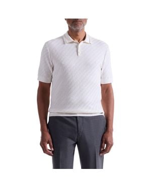 Bugatchi Basket Stitch Cotton Blend Polo Sweater - White