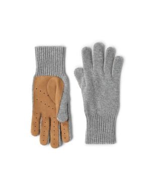 Brunello Cucinelli Cashmere And Suede Gloves - Gray