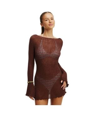 Cotton On Rumi Open Knit Mini Dress - Brown