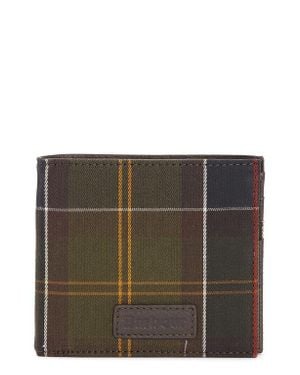 Barbour Tartan Plaid Rfid Bifold Wallet - Brown