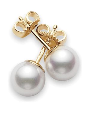 Mikimoto Pearl & 18K Stud Earrings - Metallic