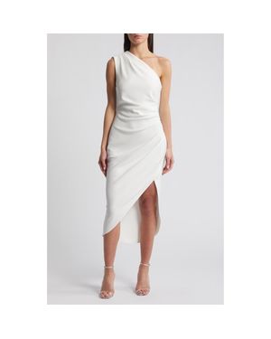 Elliatt Xara One-Shoulder Asymmetric Crepe Cocktail Dress - White