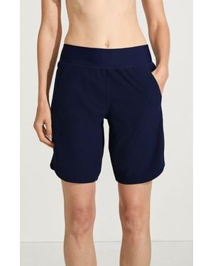 Lands' End Plus Size Sunshade Upf 50 9 Board Shorts With Panty - Blue