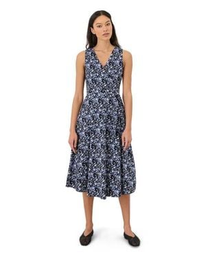 Pact Fit & Flare Easy V-Neck Dress Made With Organic Cotton - Blue