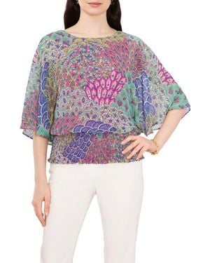 Chaus Dolman Sleeve Smocked Blouse - Red