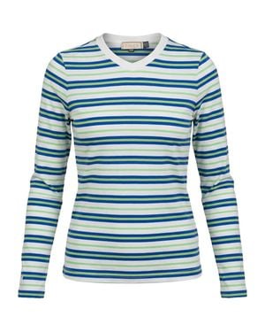 Faves Long Sleeve Ribbed V-Neck Tee - Blue