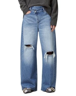 AllSaints Aki Crossover Ripped Wide Leg Jeans - Blue