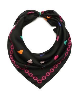 Kurt Geiger Hearts Large Square Silk Scarf - Black