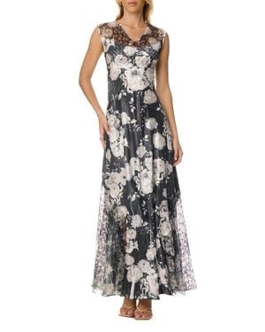 Komarov Charmuese Maxi With Lace Up Back Detail - Multicolor
