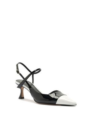 Alexandre Birman Tita Wrap Leather Cap Toe Slingback Pump - White