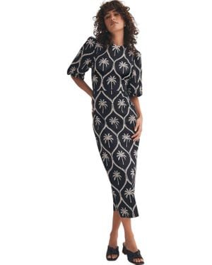 Mint Velvet Palm Printed Dress - Black