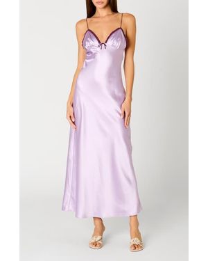 Nia Camille Satin Midi Slipdress - Pink