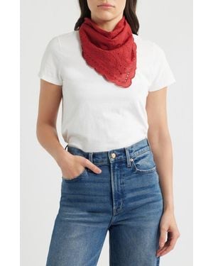 Madewell Embroidered Floral Eyelet Organic Cotton Bandana - Blue