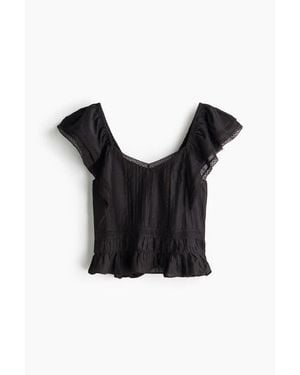 H&M Lace-Trimmed Blouse - Black
