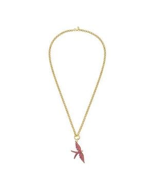 Lionheart 14K Wings Of Love Ruby Swallow Charm Rolo Necklace - Metallic