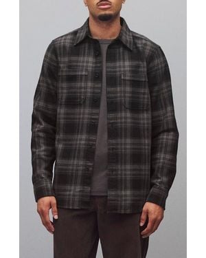 Reigning Champ Union Plaid Cotton Button-Up Shirt - Black