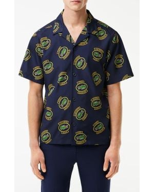 Lacoste Regular Fit Performance Golf Short Sleeve Button-Up Shirt - Black