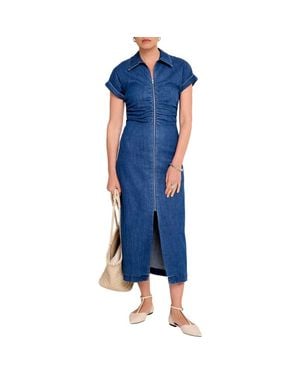 Mint Velvet Denim Classic Collar Midi Dress - Blue