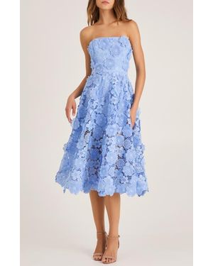 HELSI Florence 3D Floral Embroidered Fit & Flare Cocktail Dress - Blue