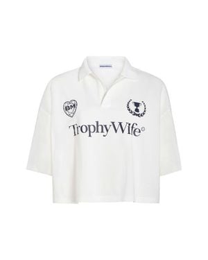 BRIDEMERCH Trophy Wife Boxy Rugby Shirt - White