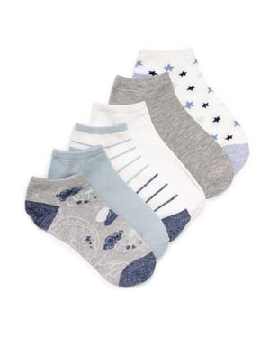 Muk Luks Low Cut Novelty Socks, 6 Pair Pack - Gray