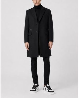 Philipp Plein Coat Long Skull - Black