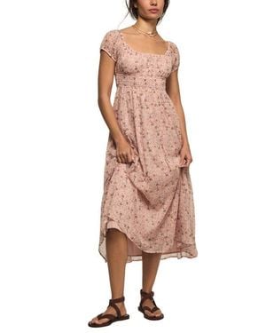 Lucky Brand Smocked Floral Print Midi Dress - Pink