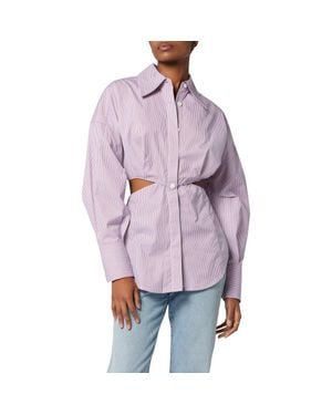 Equipment Alya Cutout Silk Button-Up Shirt - Red