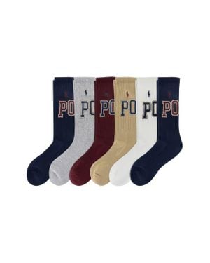 Polo Ralph Lauren 6-Pack Varsity Logo Crew Socks - Blue