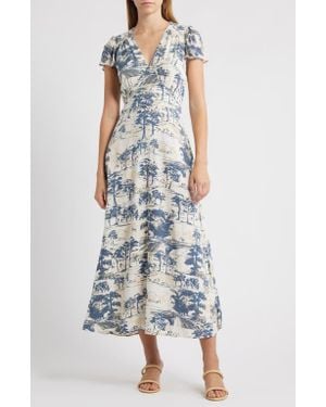 Next Print Tie Back Maxi Dress - White