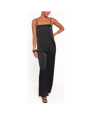 Petal & Pup Selena Satin Camisole & Pants Set - Black