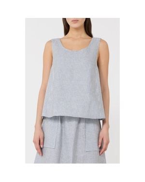 MM by Max Mara Stripe Linen Blend Tank - Blue