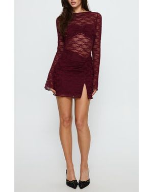 Princess Polly Best You Had Lace Long Sleeve Minidress - Red