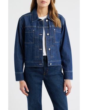 City Blues Pleated Denim Jacket - Blue