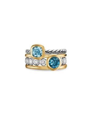 David Yurman Dy Mercer Color Stone Multirow Ring - Blue