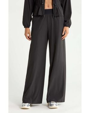 Zella Atlas Elastic Waist Wide Leg Pants - Black