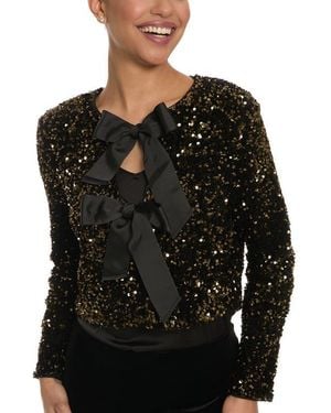 Maggy London Double Bow Sequin Jacket - Black