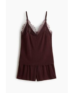 H&M Lace-Trimmed Pajamas - Purple