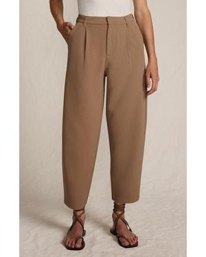 Lands' End Crepe High Rise Pleated Barrel Leg Ankle Pants - Natural
