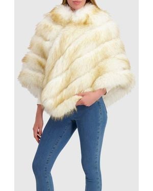 Lyla Grant Fur-Free Fox (Faux Fur) Poncho - Blue