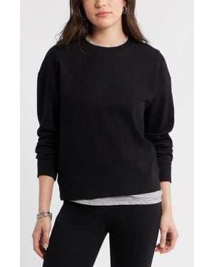Caslon Stripe Pullover Sweatshirt - Black