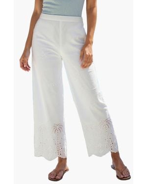 Lascana Palm Eyelet Hem Pants - White