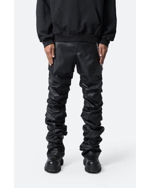 MNML Stacked Faux Leather Pants - Black