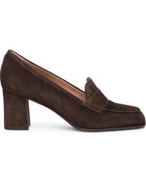 Santoni Suede High-Heel Pump - Brown
