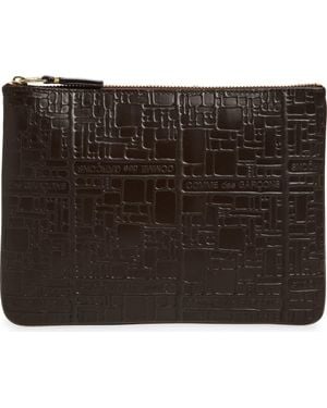 Comme des Garçons Embossed Logo Leather Pouch - Black