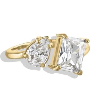 BEN ONI Two Stone Cz Open Ring - Metallic