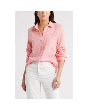 Caslon Casual Gauze Button-Up Shirt - Red