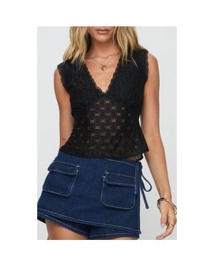 Princess Polly Gimmie Lace Tie Back Sleeveless Top - Black