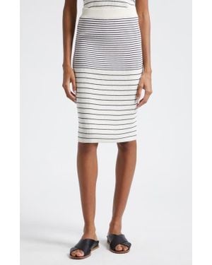 ATM Stripe Cotton & Silk Knit Midi Skirt - Black