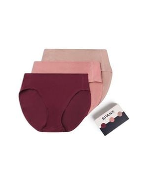 Spanx Assorted 3-Pack High Cut Cotton Blend Briefs - Red